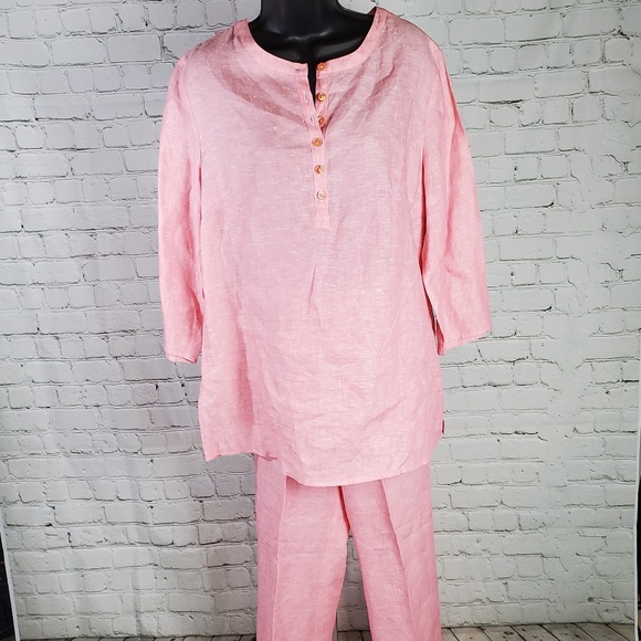 Doncaster 2pc 100% Linen Pants Set - Picture 1 of 8